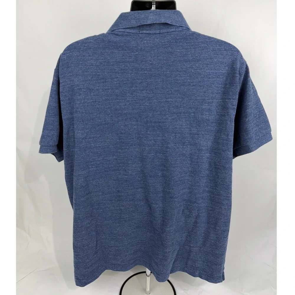 Polo Ralph Lauren Blue Heathered Short Sleeve Polo Shirt Big‎ & Tall 2XB Pony